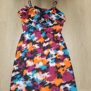 LOFT Strappy Maxi Colorful Dress with a Ruffle Neckline Size 12